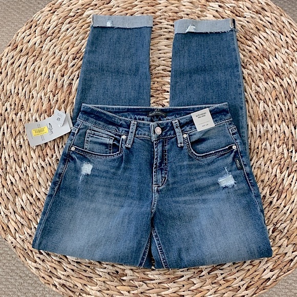 Silver Distressed Boyfriend Jean - Picture 5 of 16